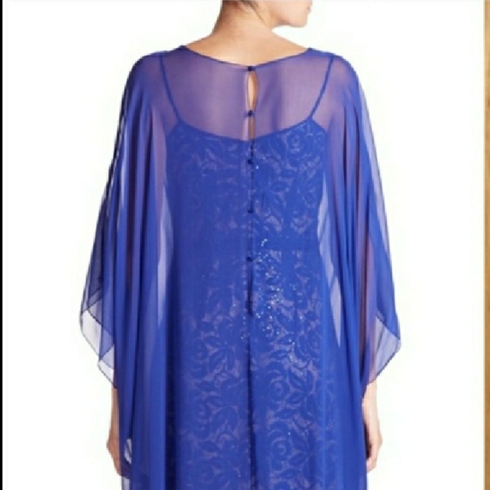 TeryJon Embellished Lace Georgette Gown - Blue - Picture 4 of 8